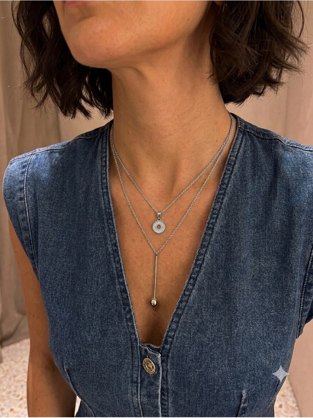 Round silver necklace